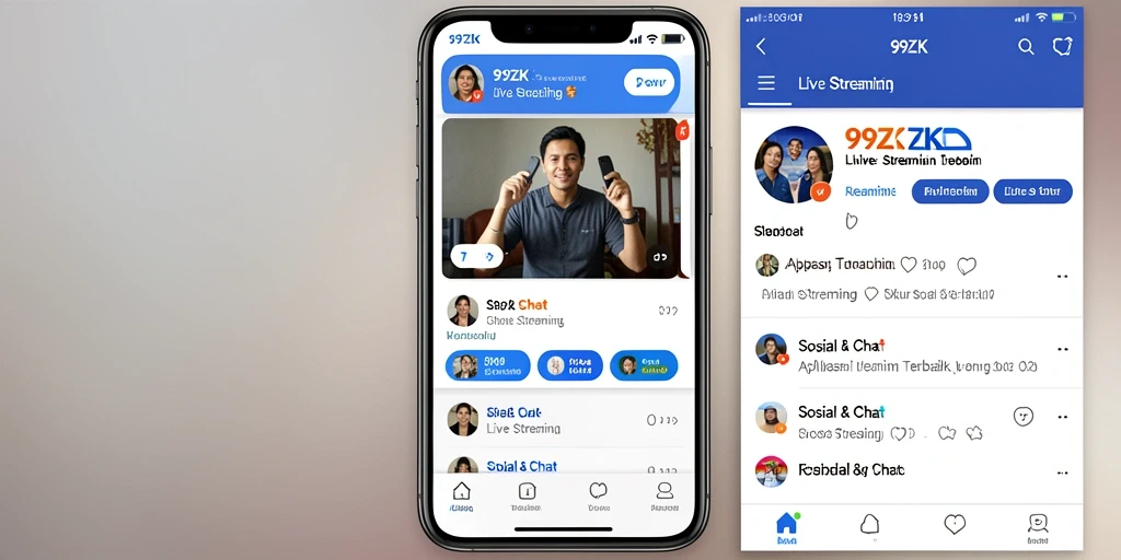 Antarmuka pengguna aplikasi 99ZK saat Live Streaming.