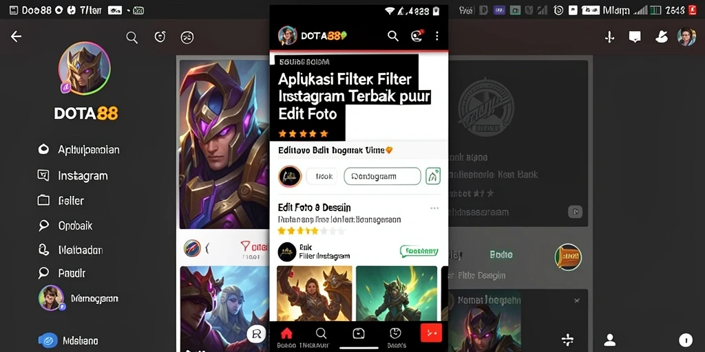 Screenshot antarmuka pengguna DOTA88 yang menampilkan filter Instagram heboh.