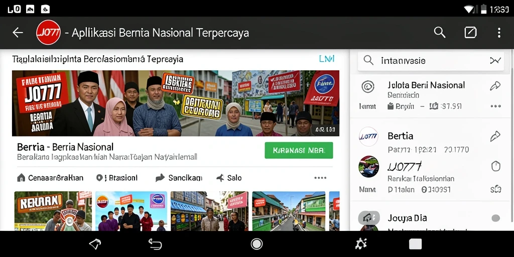 Antarmuka utama aplikasi LJO777 yang menampilkan berita terkini dan penting.