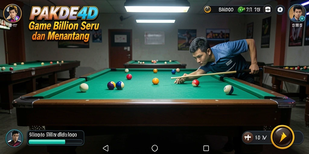 Screenshot antarmuka PAKDE4D menampilkan meja billiard yang realistis.