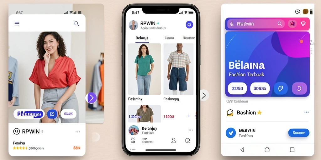 Tampilan utama RPWIN dengan koleksi fashion terbaru dan antarmuka yang intuitif.