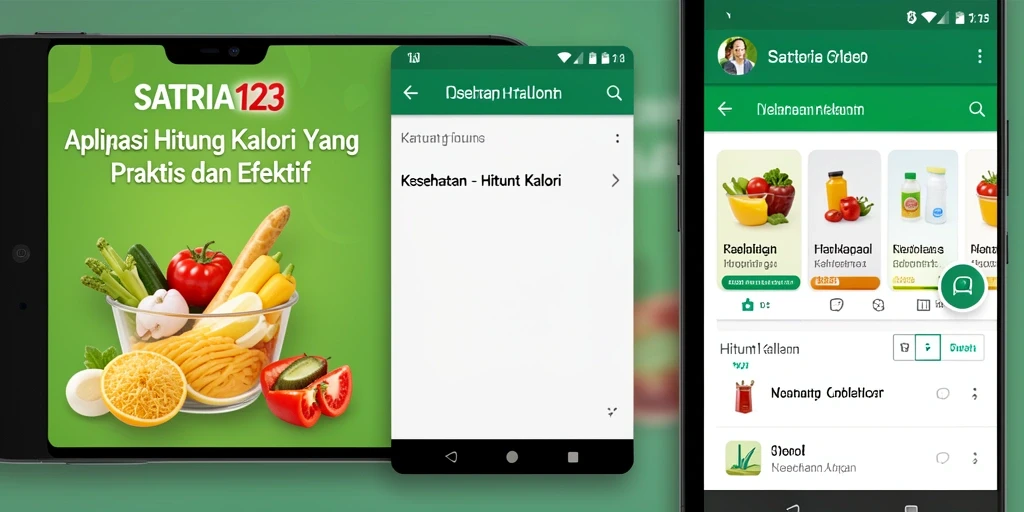 Antarmuka SATRIA123 yang intuitif untuk menghitung kalori makanan.